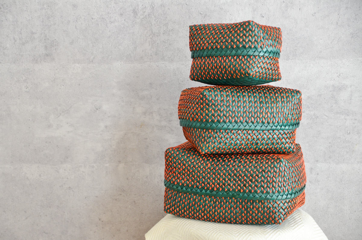 Kottan Basket – Green Orange / Palm Leaf / IND 330911