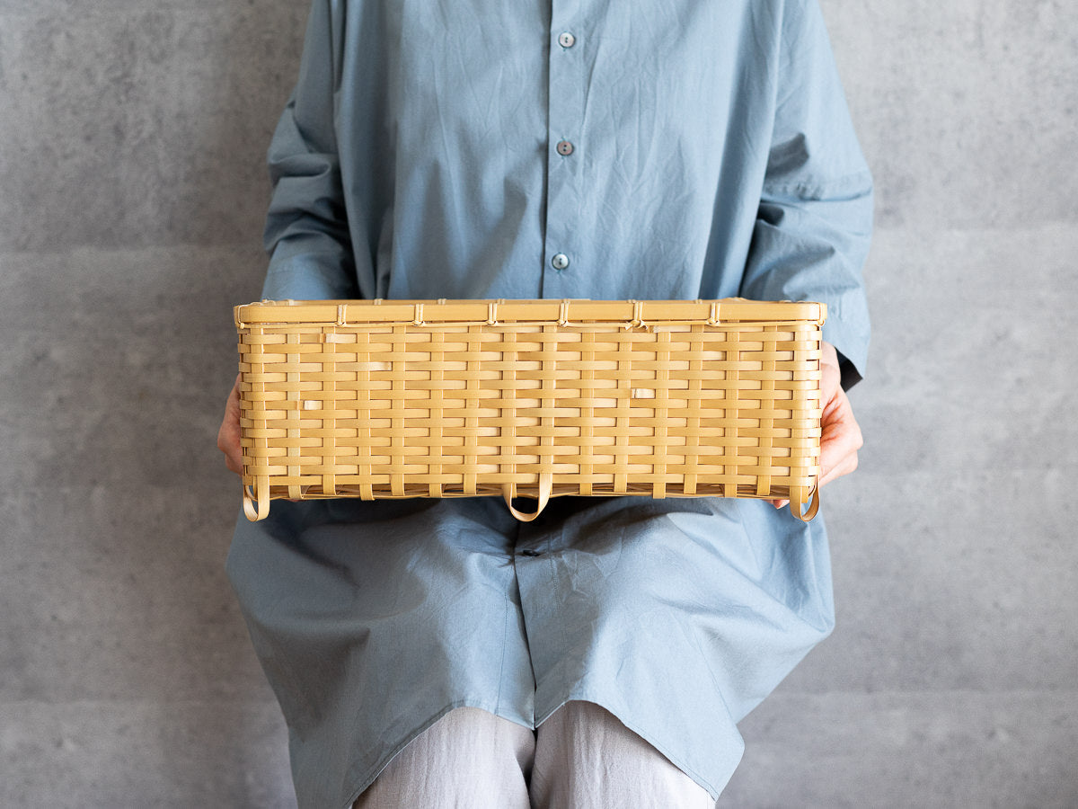 Footed Box Basket / White Bamboo / Ehime-JPN 520201