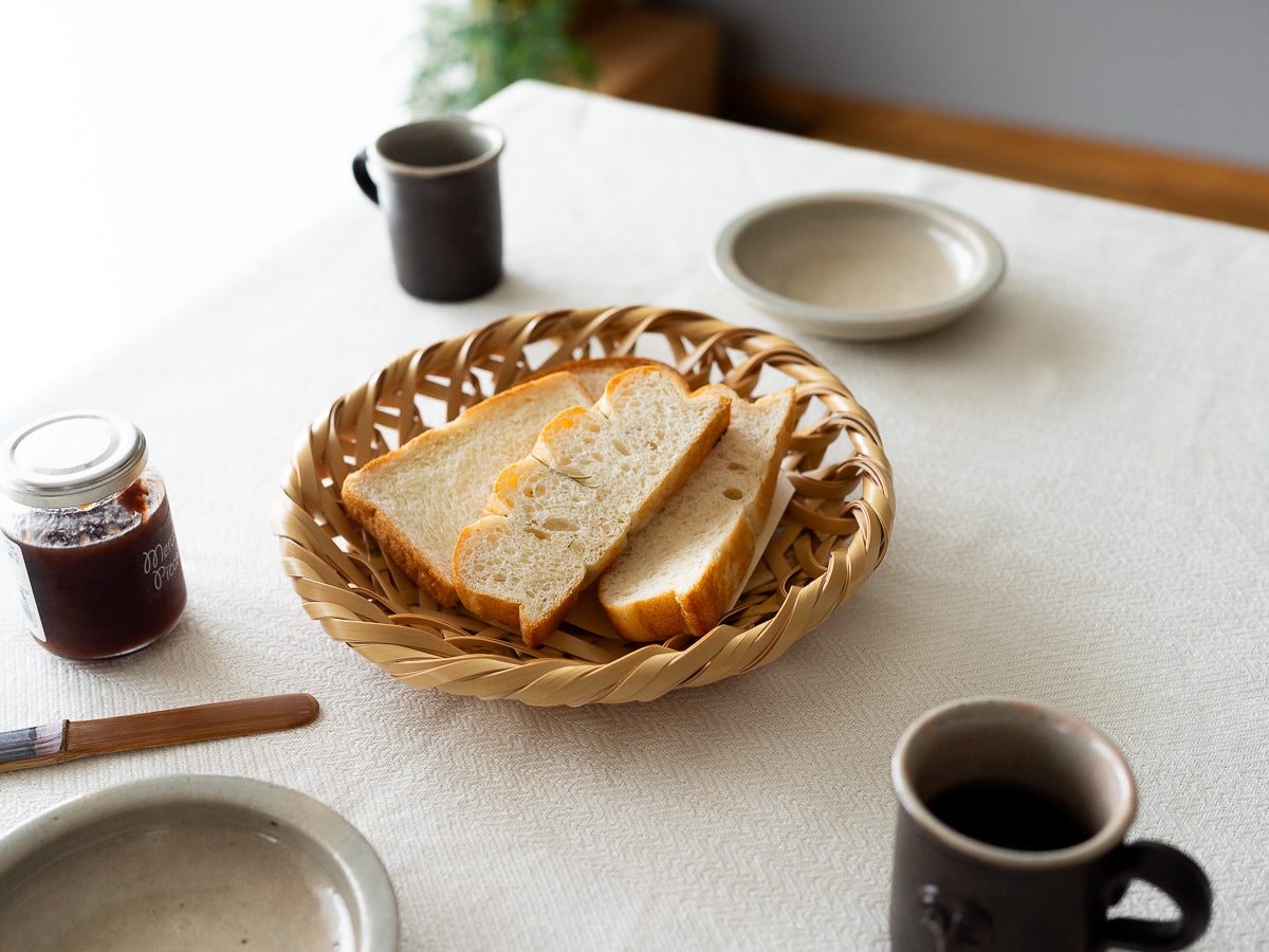Serving Tray “Rough Weave” / White Bamboo / Tochigi-JPN 350102