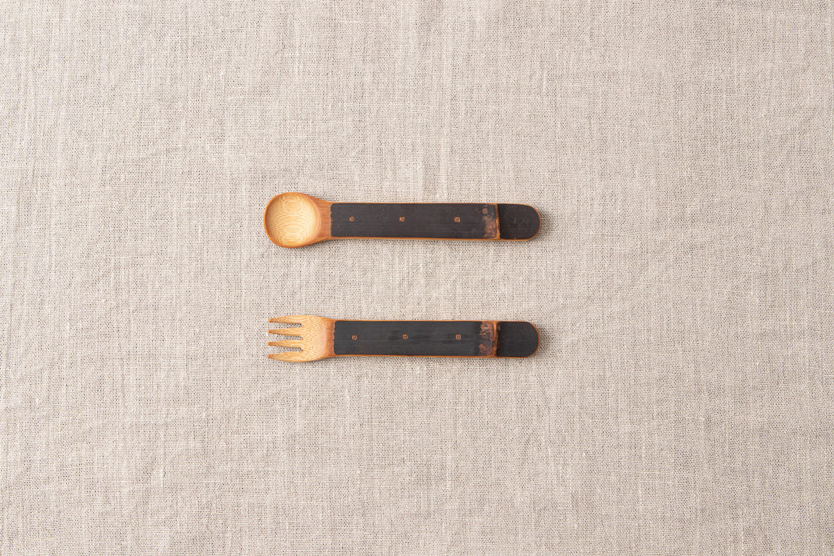 Children’s Spoon, Fork / Smoked Bamboo / Kochi-JPN 321211