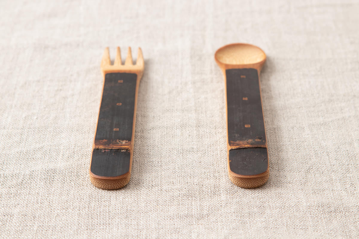 Children’s Spoon, Fork / Smoked Bamboo / Kochi-JPN 321211