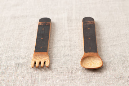 Children’s Spoon, Fork / Smoked Bamboo / Kochi-JPN 321211
