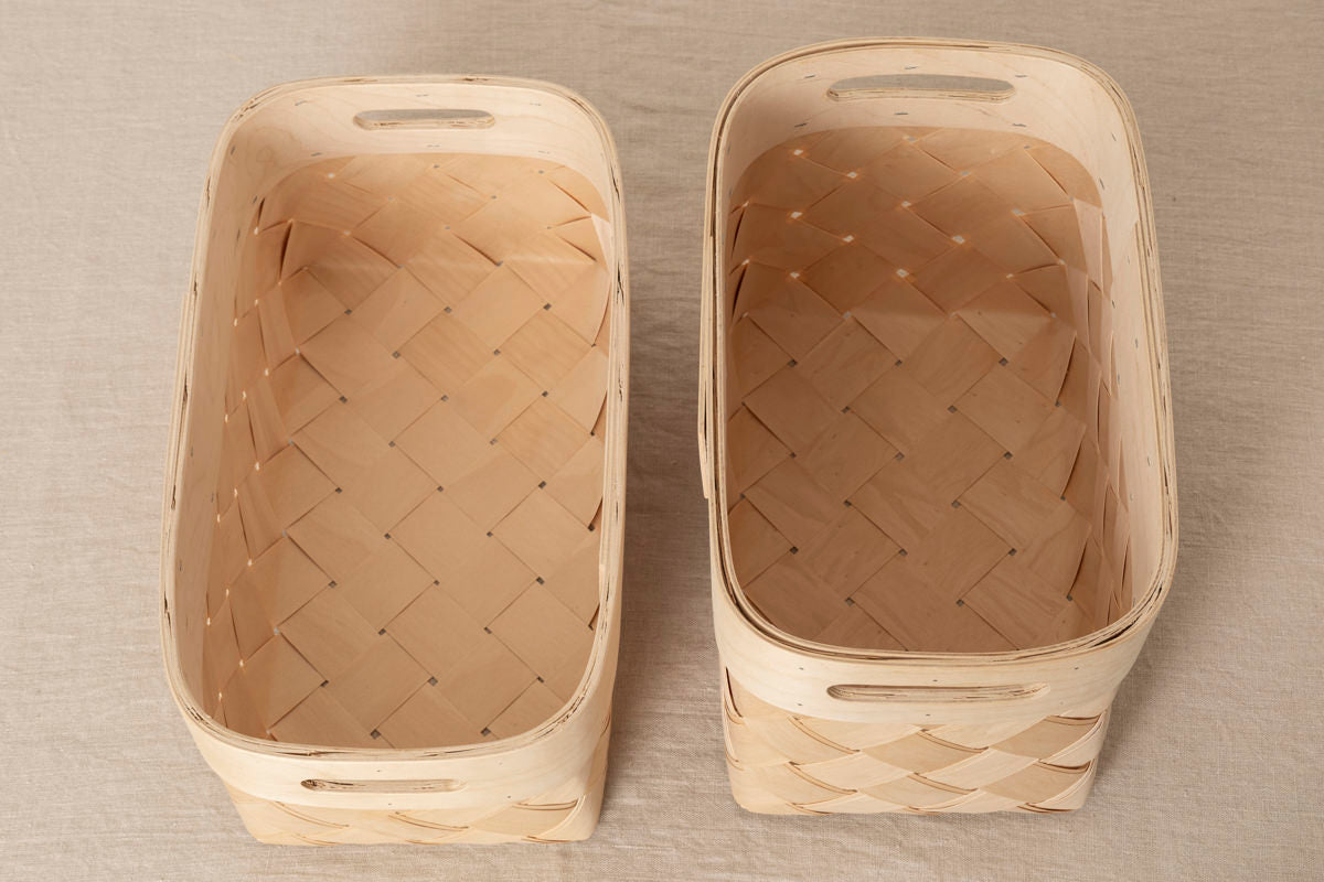 エストニア/バーチ（白樺）　整理かご　レクタングル　深・浅　140608