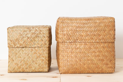 Organizing Basket with Lid "Cube" / Krajood Grass / THA 3115114