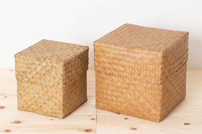 Organizing Basket with Lid "Cube" / Krajood Grass / THA 3115114