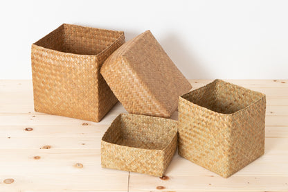 Organizing Basket with Lid "Cube" / Krajood Grass / THA 3115114