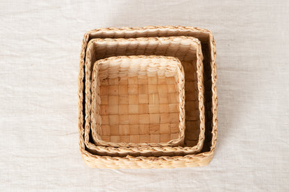 Compact Square Box with Lid / Water Hyacinth / THA 3115211