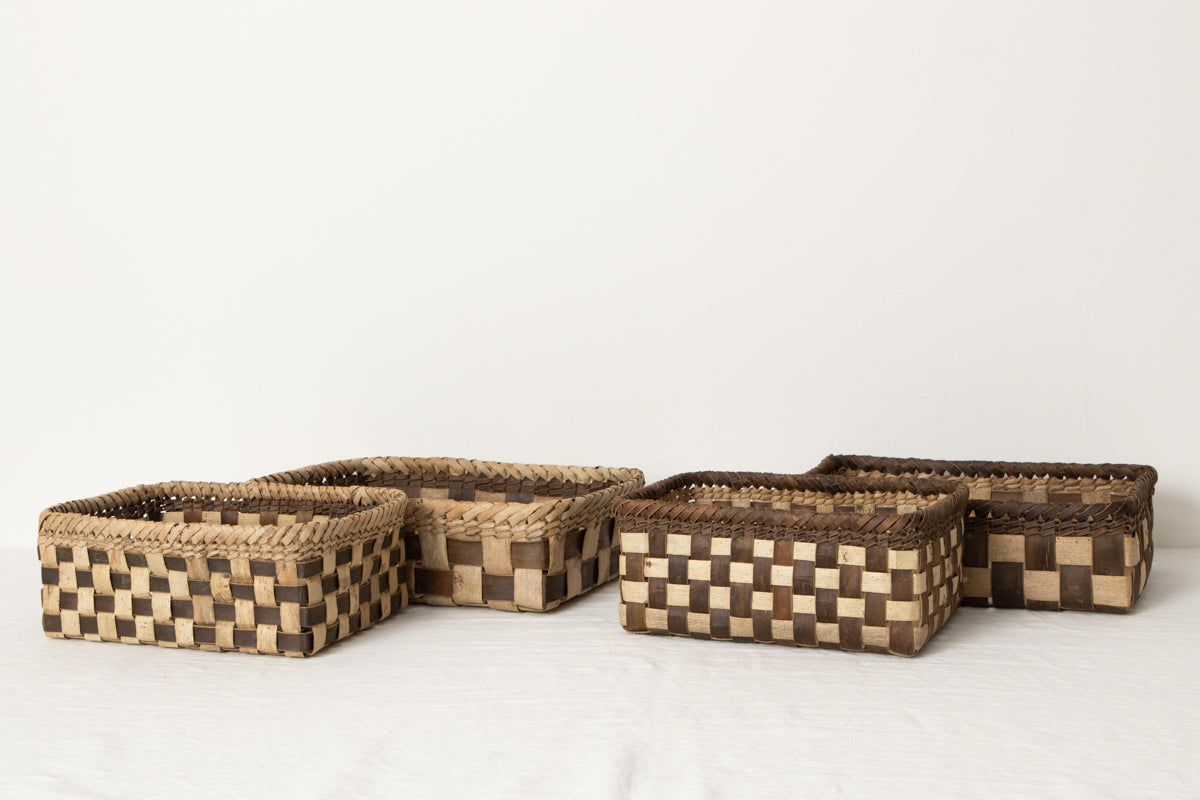 Storage Basket “Checker” / Walnut Bark / Iwate-JPN 1510571