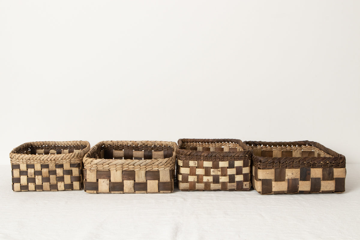 Storage Basket “Checker” / Walnut Bark / Iwate-JPN 1510571