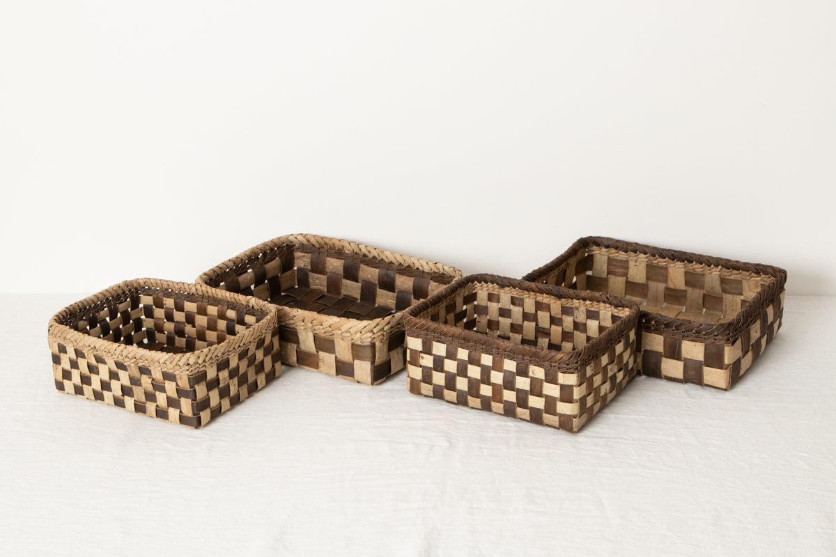 Storage Basket “Checker” / Walnut Bark / Iwate-JPN 1510571