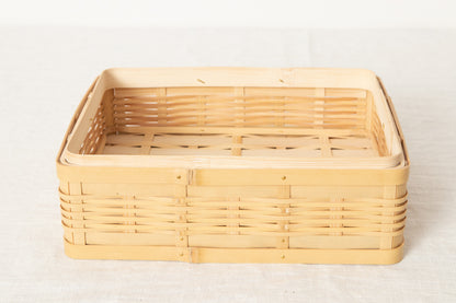 Handled Lunch Basket 3-tier / White Bamboo / Kagoshima-JPN 321109-1