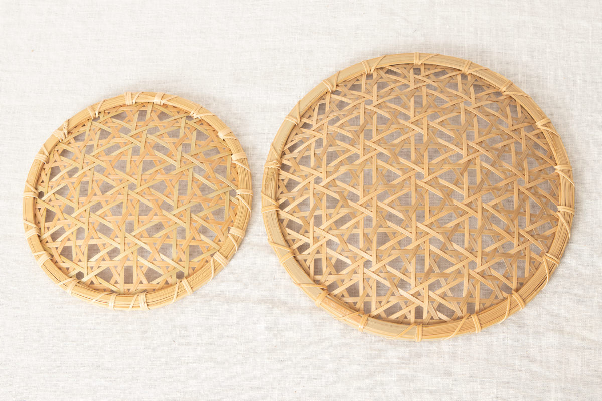 Flat Basket Tray “Interwoven Hex Weave” / Madake Bamboo / Tottori-JPN 320712