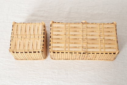 Footed Box Basket / White Bamboo / Ehime-JPN 520201