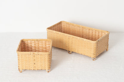 Footed Box Basket / White Bamboo / Ehime-JPN 520201