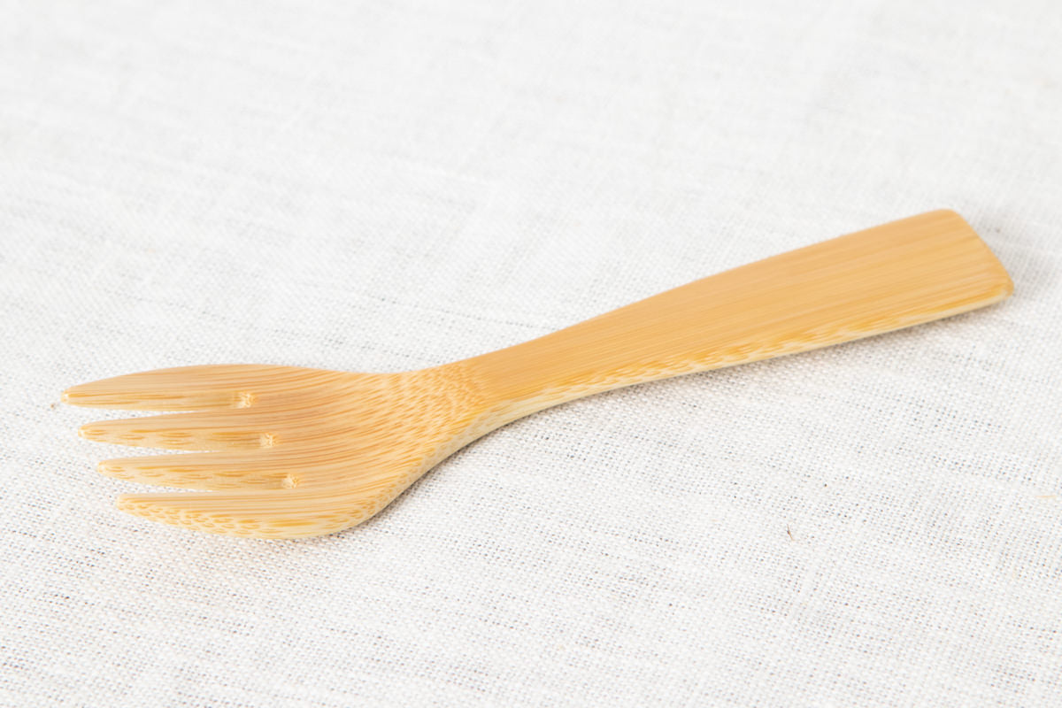 Petite Morning Fork, Knife & Spoon (Natural, Red) / Moso Bamboo / Oita-JPN 211117