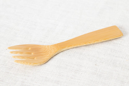 Petite Morning Fork, Knife & Spoon (Natural, Red) / Moso Bamboo / Oita-JPN 211117
