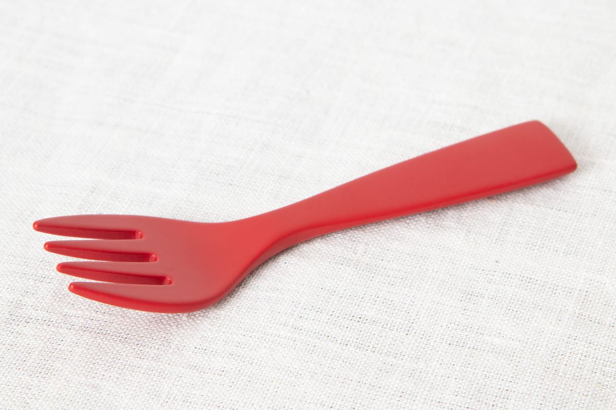 Petite Morning Fork, Knife & Spoon (Natural, Red) / Moso Bamboo / Oita-JPN 211117