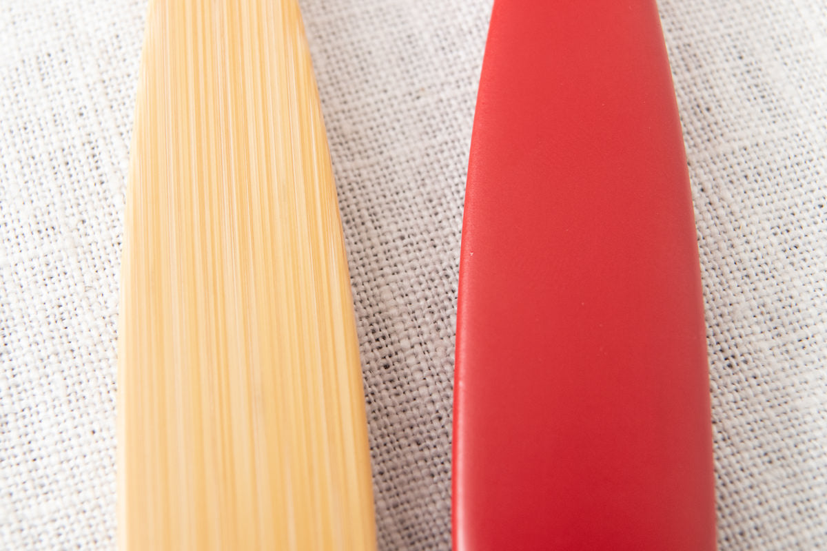 Petite Morning Fork, Knife & Spoon (Natural, Red) / Moso Bamboo / Oita-JPN 211117