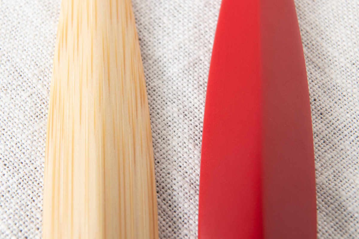 Petite Morning Fork, Knife & Spoon (Natural, Red) / Moso Bamboo / Oita-JPN 211117
