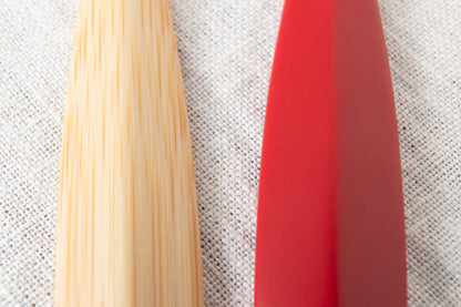 Petite Morning Fork, Knife & Spoon (Natural, Red) / Moso Bamboo / Oita-JPN 211117