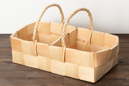 エストニア/パイン　マッシュルームバスケット　仕切り付き　M・L　２サイズ　330712