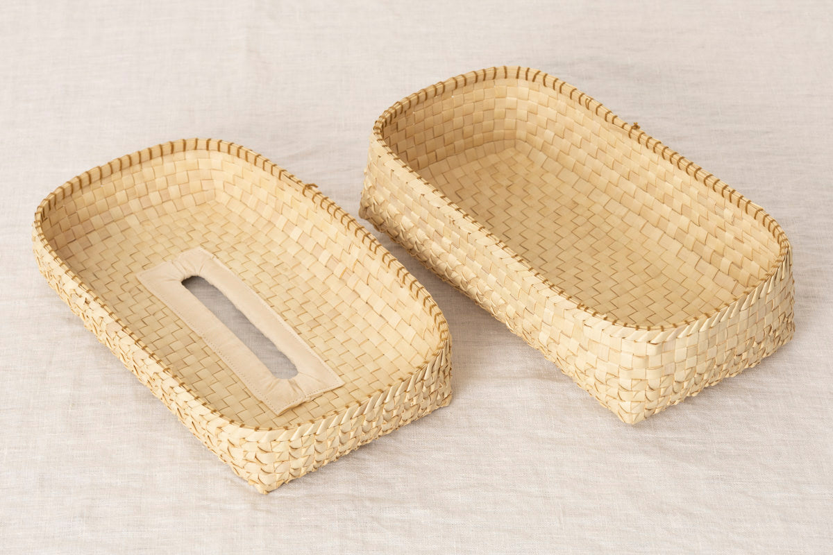 インド/パームリーフ　ティッシュボックス　Natural　330903-1