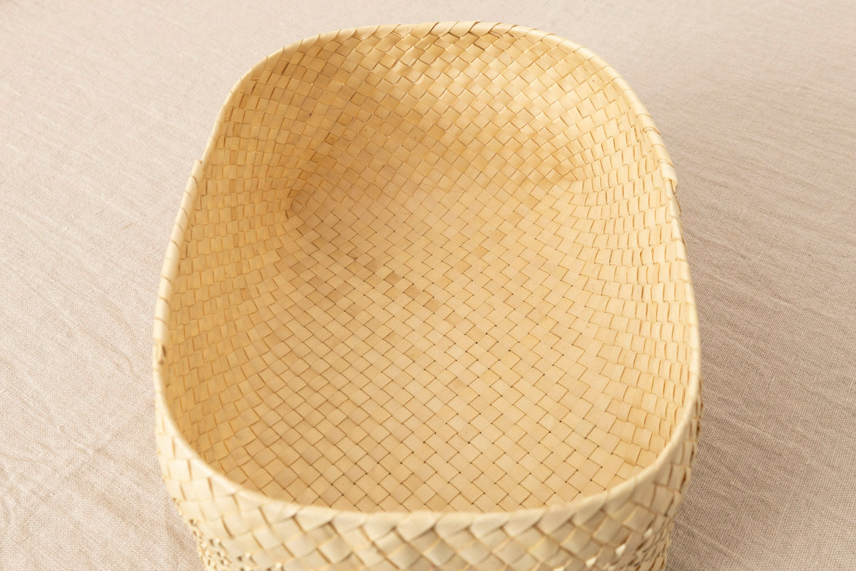 インド/パームリーフ　蓋つきバスケット　Natural　S・M・L　3サイズ　330901