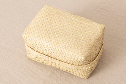 インド/パームリーフ　蓋つきバスケット　Natural　S・M・L　3サイズ　330901