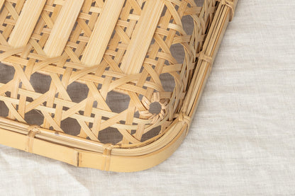 Flat Basket "Yatsume Weave" / White Bamboo / Ōita-JPN 220801