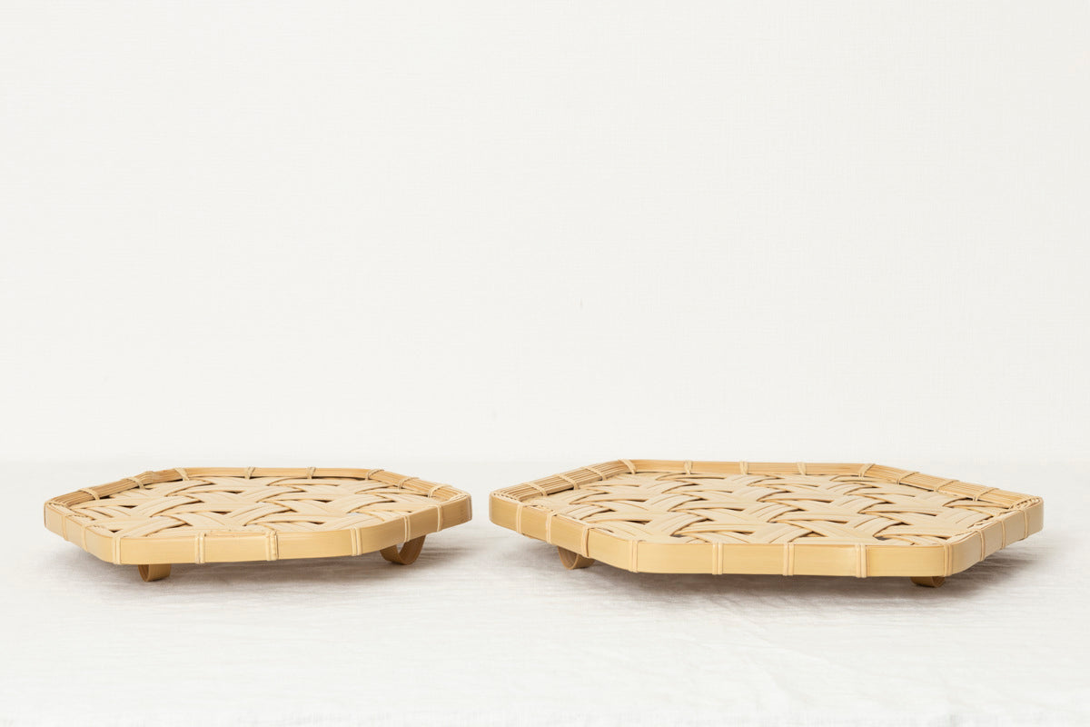 Hexagonal Tray with Legs / White Bamboo / Oita-JPN 121802