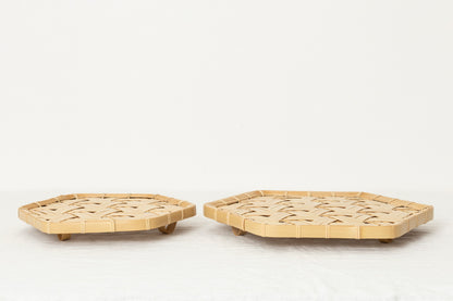 Hexagonal Tray with Legs / White Bamboo / Oita-JPN 121802