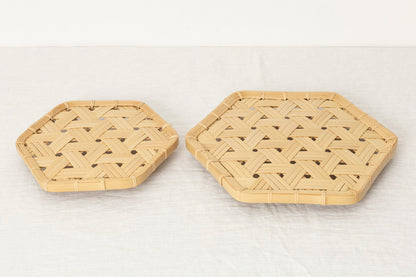 Hexagonal Tray with Legs / White Bamboo / Oita-JPN 121802