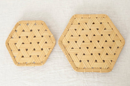 Hexagonal Tray with Legs / White Bamboo / Oita-JPN 121802