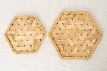 Hexagonal Tray with Legs / White Bamboo / Oita-JPN 121802
