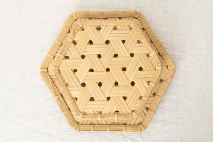 Hexagonal Tray with Legs / White Bamboo / Oita-JPN 121802