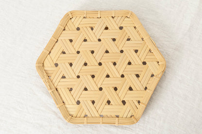 Hexagonal Tray with Legs / White Bamboo / Oita-JPN 121802