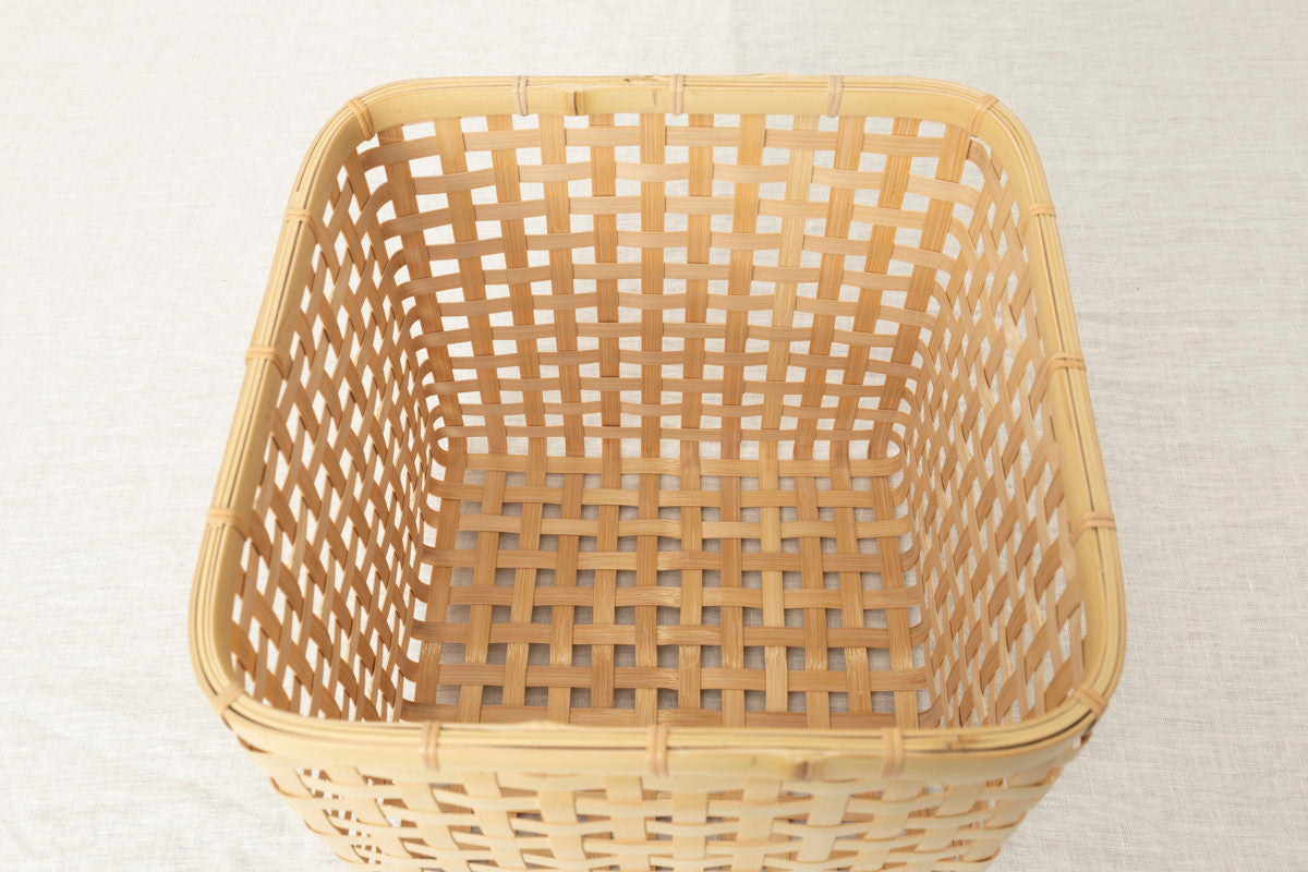 Square Basket "Yotsume Weave" / White Bamboo / Ōita-JPN 220803
