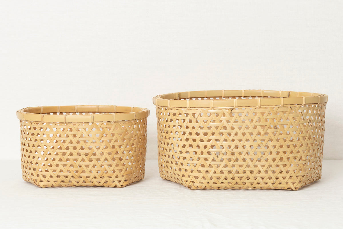 Oval Basket "Kikko Weave" / White Bamboo / Ōita-JPN 220802