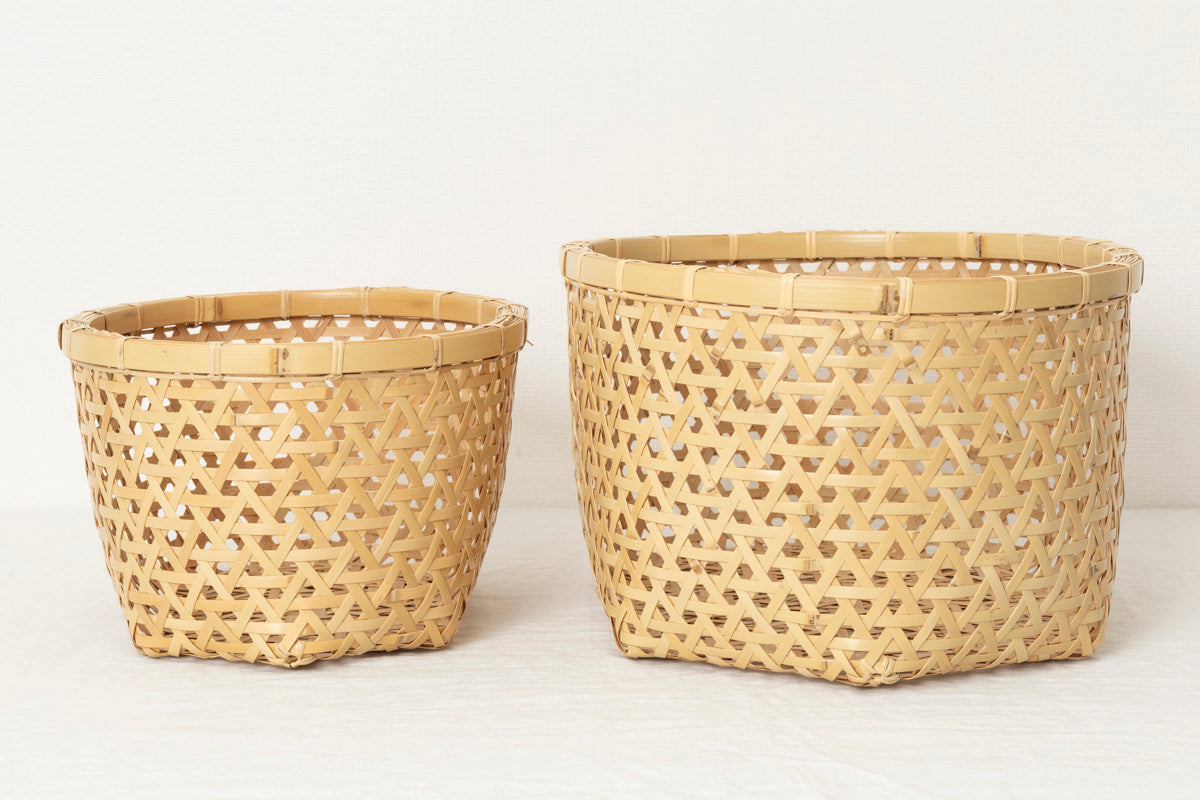 Oval Basket "Kikko Weave" / White Bamboo / Ōita-JPN 220802