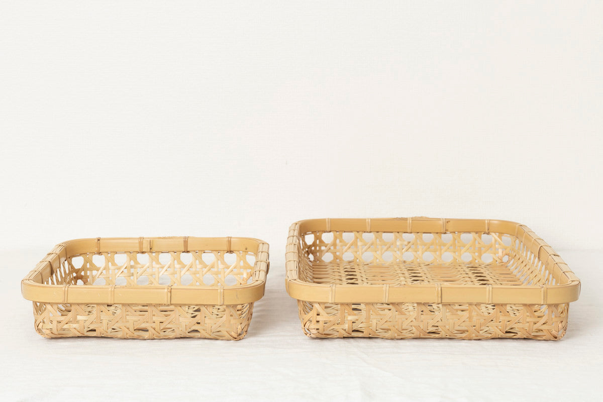 Flat Basket "Yatsume Weave" / White Bamboo / Ōita-JPN 220801