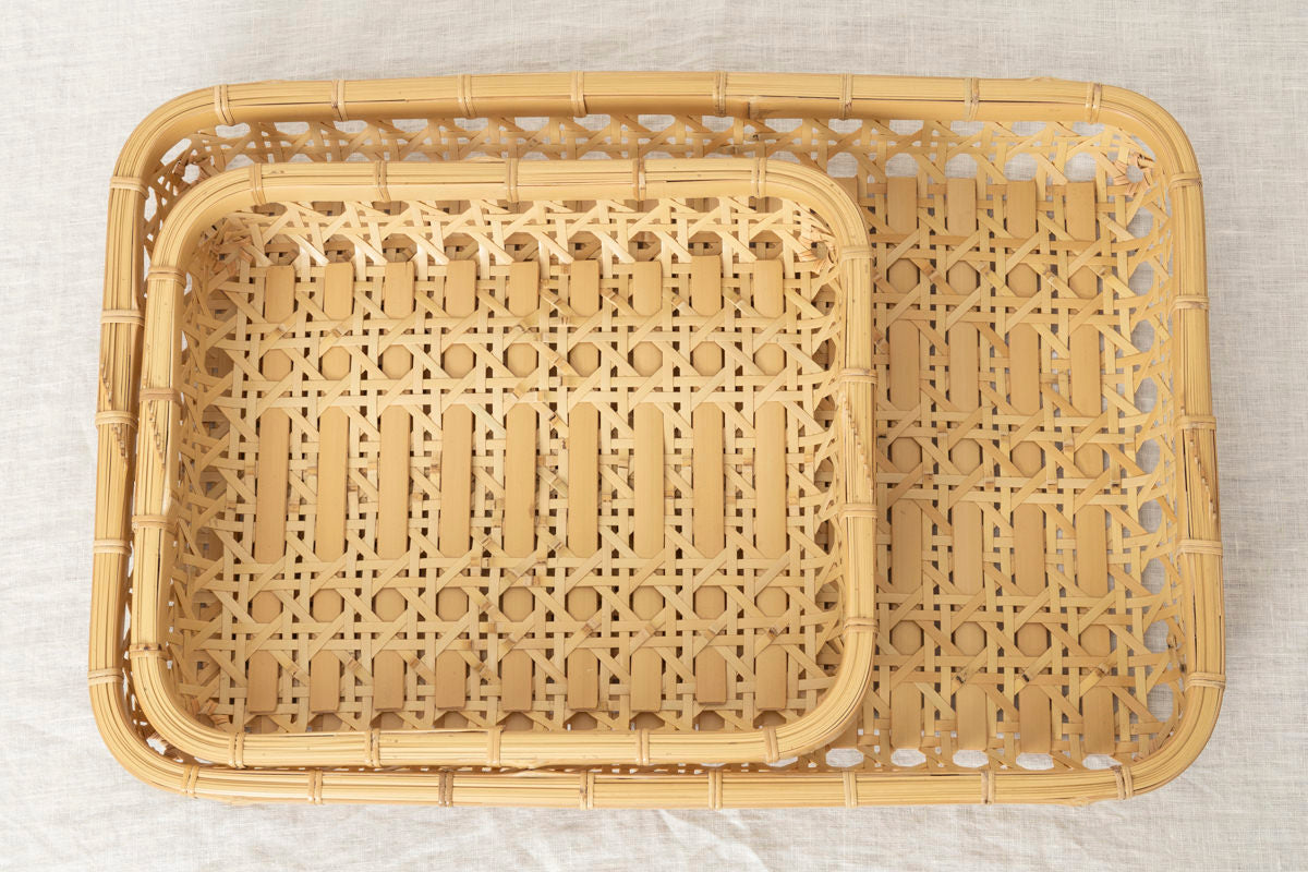 Flat Basket "Yatsume Weave" / White Bamboo / Ōita-JPN 220801