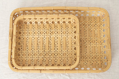 Flat Basket "Yatsume Weave" / White Bamboo / Ōita-JPN 220801