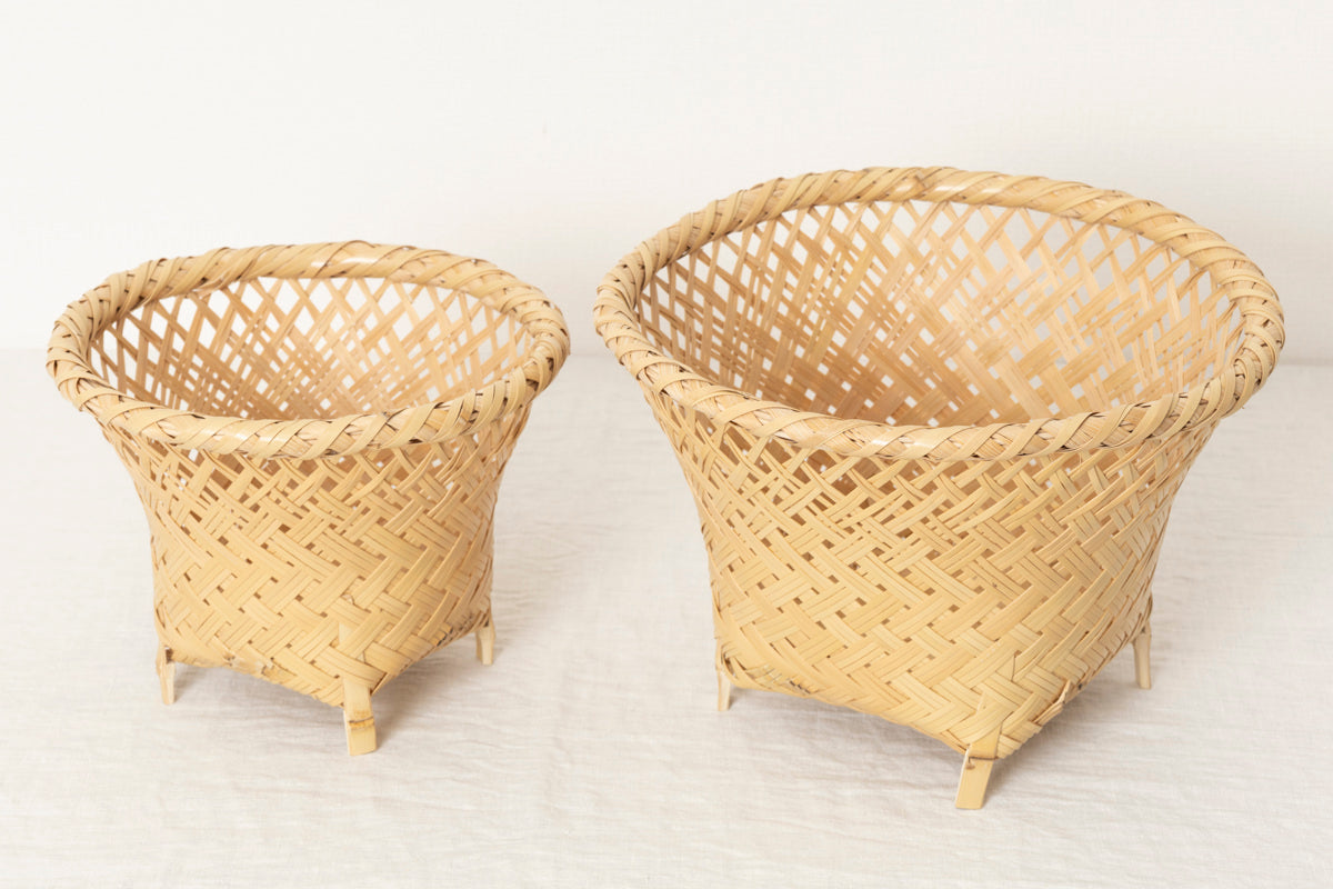 Footed Basket "Oriental" / White Bamboo / Ōita-JPN 220804