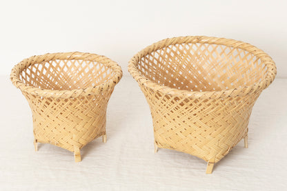 Footed Basket "Oriental" / White Bamboo / Ōita-JPN 220804