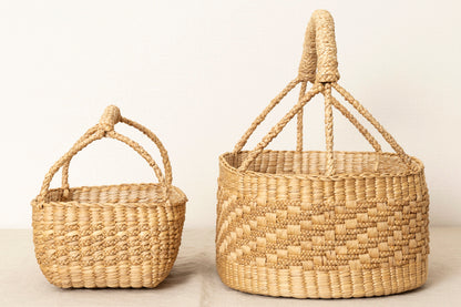 Oval Gondola Basket with Triple Braid / Water Hyacinth / THA 3115220