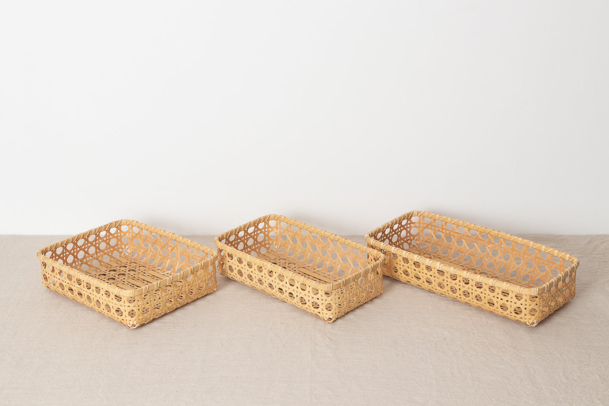 Organizing Basket "Yatsume Weave" / White Bamboo / Ōita-JPN 211504