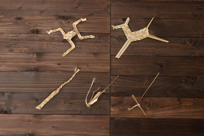 Māni grass toys arranged / マーニの草玩具を並べた様子