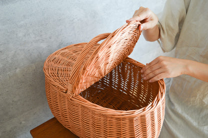 ポーランド/やなぎ　蓋つきバスケット　340217-1
