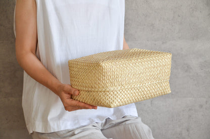 インド/パームリーフ　蓋つきバスケット　Natural　S・M・L　3サイズ　330901