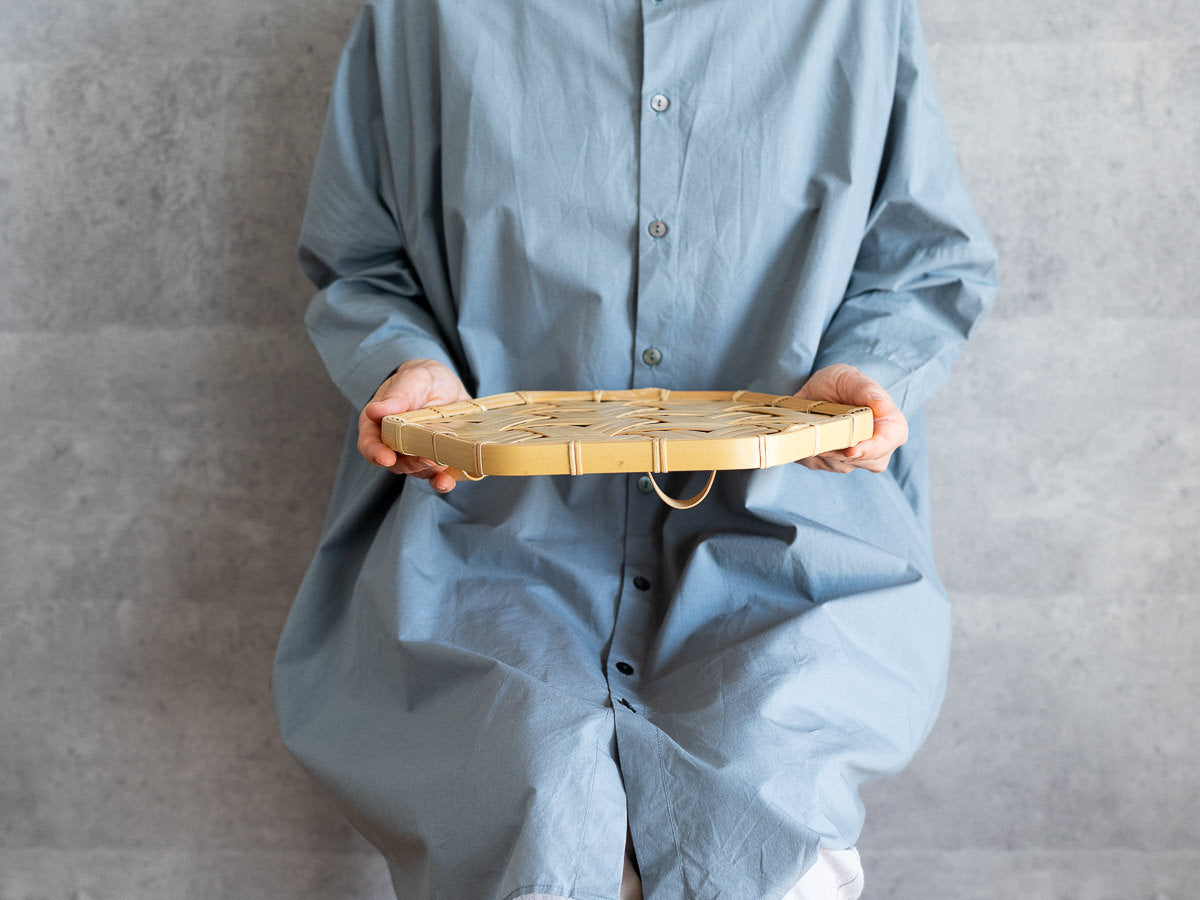 Hexagonal Tray with Legs / White Bamboo / Oita-JPN 121802